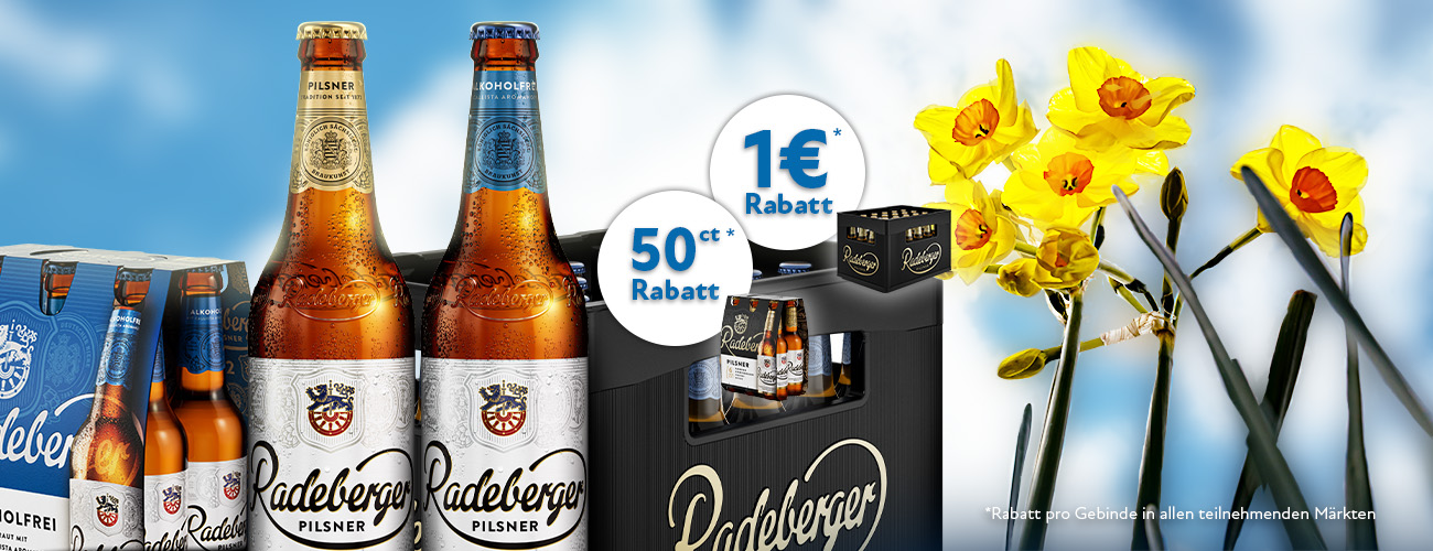 Radeberger Pilsener und Pilsener Alkoholfrei Rabattaktion 1 Euro - KW 14 und 15 in 2026